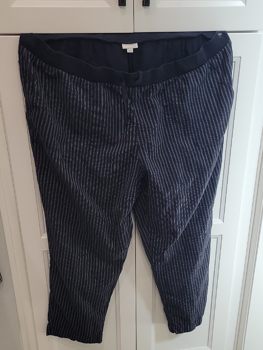 Sz4X J. Jill Navy Pinstripe Linen Pants